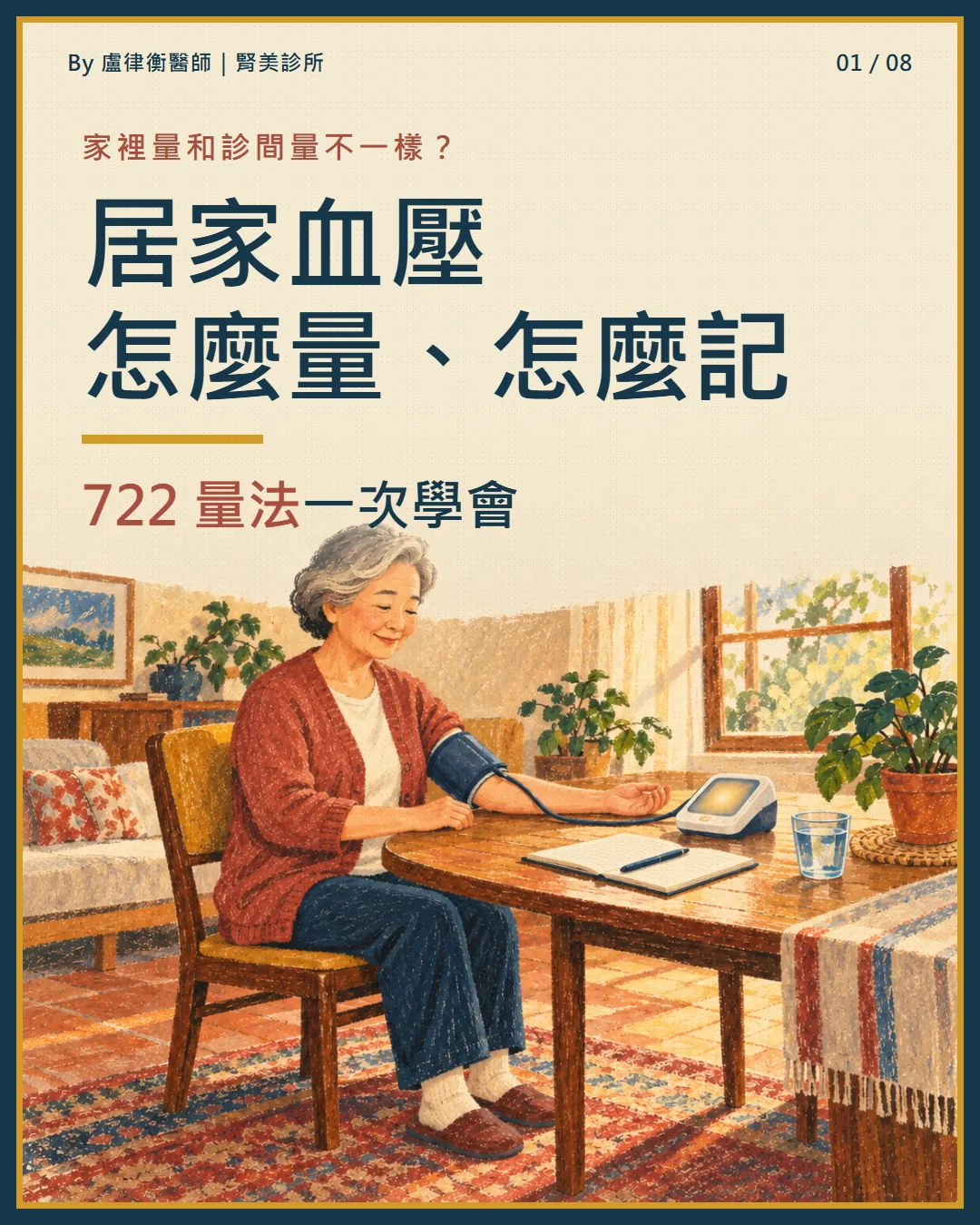 衛教小卡1:家裡量和診間量不一樣?居家血壓怎麼量、怎麼記